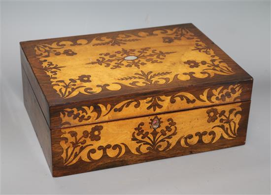 An inlaid marquetry box length 30.5cm